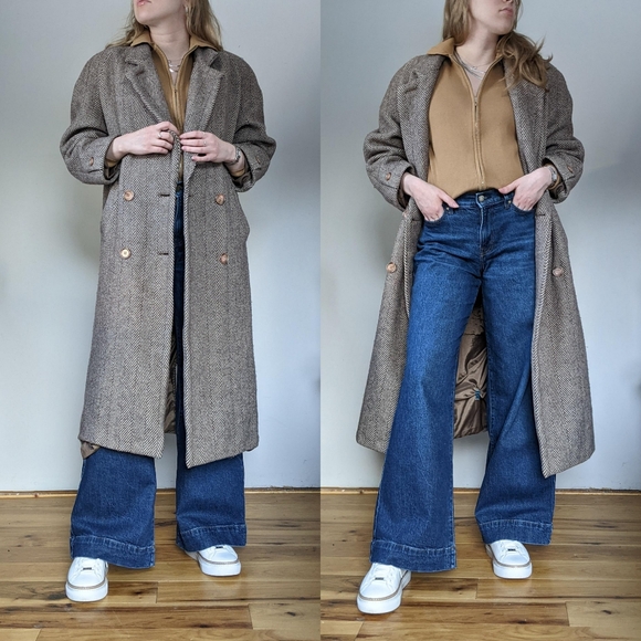 Vintage Herringbone Wool Overcoat - Picture 5 of 11